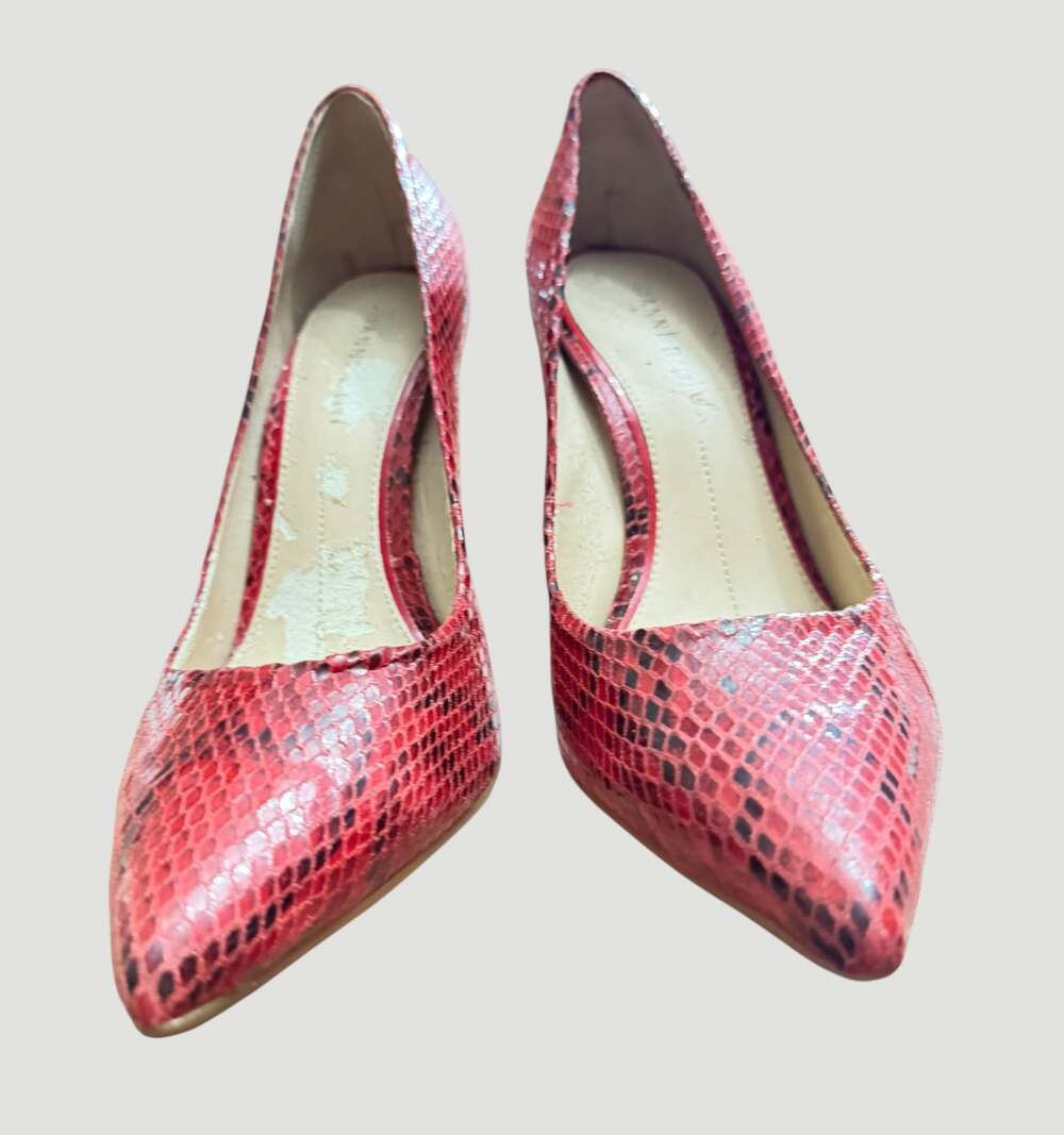 Gianni Bini Larsa Red Snake Print Pointed Toe Stiletto Pumps - Picture 2 of 9